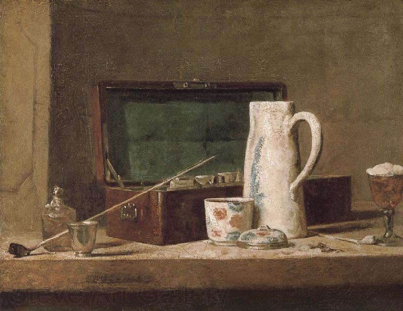 Jean Baptiste Simeon Chardin Pipe tobacco and alcohol containers browser Spain oil painting art